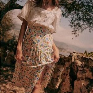 Sezane Tammie Midi Skirt pastel mini flowers